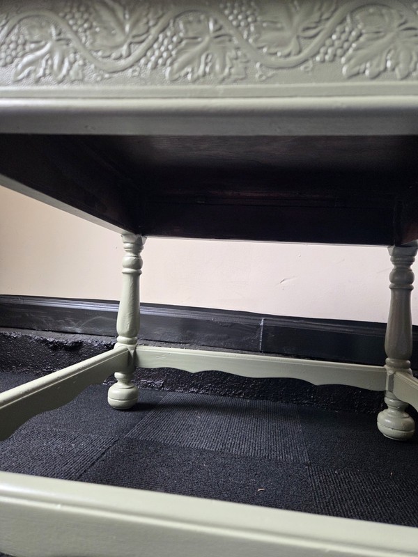 Upcycle Vintage Refurbished End Table Accent Soft Green Gargoyle Hand Paint Wood gallery