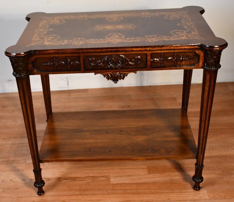1930s French Louis XVI carved Walnut & Satinwood inlay Sofa Table / Side table