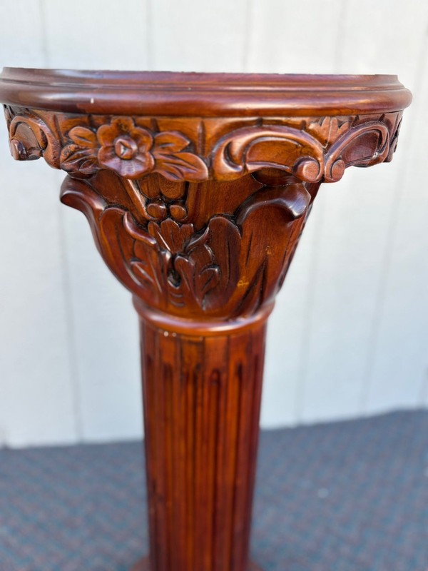 67416 Marble Top Decorative Pedestal with Carved Mahogany Column gallery