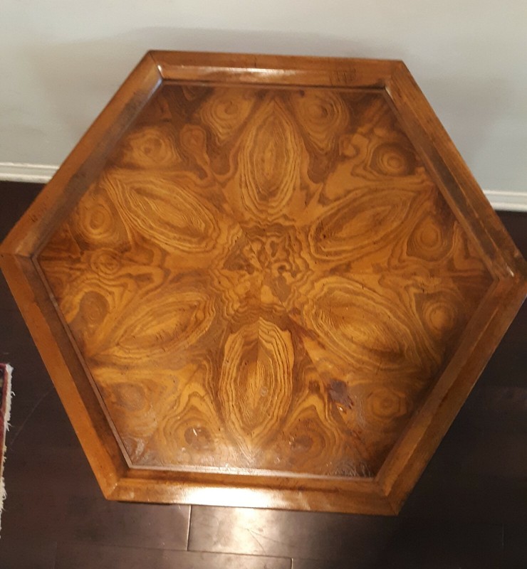 Vintage Altavista Lane Walnut Hexagonal Side Table gallery
