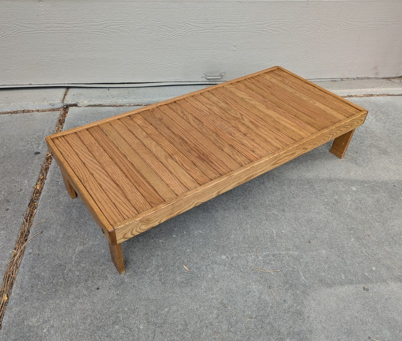 Vintage Rustic Solid Oak Slat Wood Low Coffee Table Mid Century Danish Modern B4