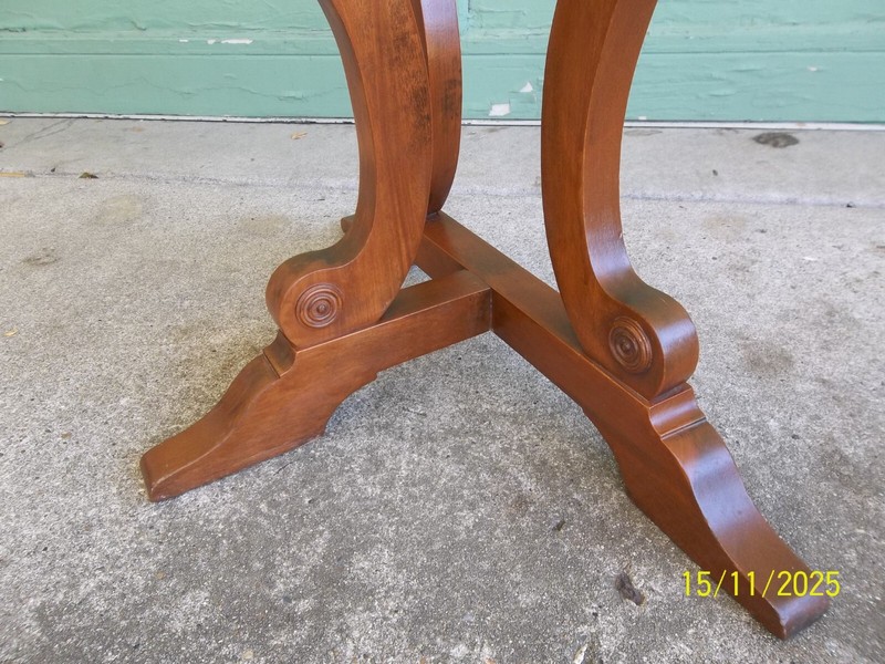 Beautiful Vintage Antique Mahogany 3 Legged Demilune Console Table gallery