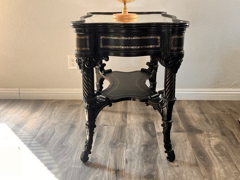 John Richard’s Elegant Black Lacquer Rococo Revival Accent Table – gallery
