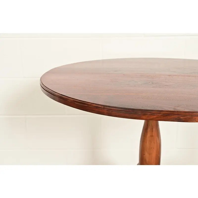 Early American Bench Made Sculpted Solid Walnut Pedestal Tea Table or Side Table gallery