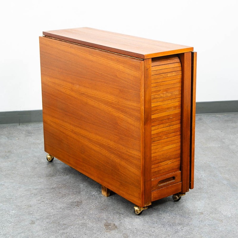 Mid Century Danish Modern Dining Table Drop Leaf Gate Leg Folding Teak MCM