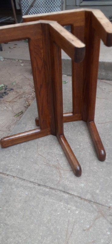 MID CENTURY DANISH MODERN 1.5"x 42"w PARQUET BUTCHER BLOCK OCTAGON DINING TABLE gallery