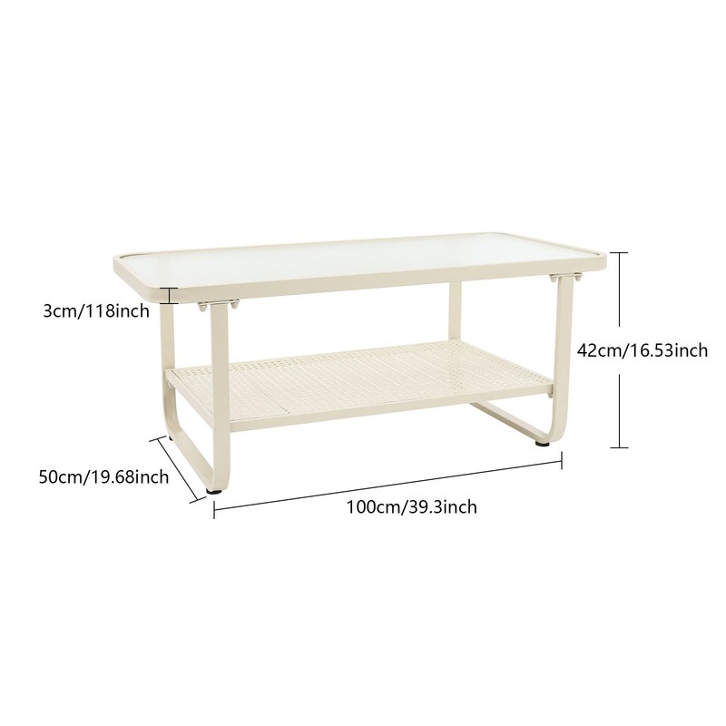 Coffee Table for Living Room, 2 Tiers Rectangle Coffee Table 39.3*19.68*16.53in gallery
