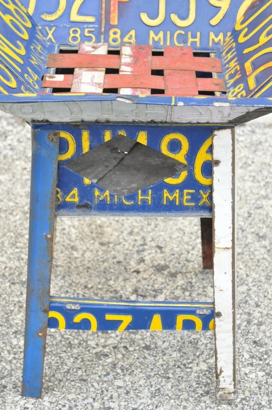 Vintage Metal License Plate Accent Side End Table Mexican Car Plates gallery