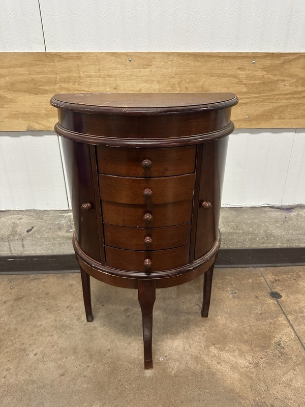 French Louis XVI Style Half Moon Flip Top Side Jewelry Cabinet Table Vintage gallery