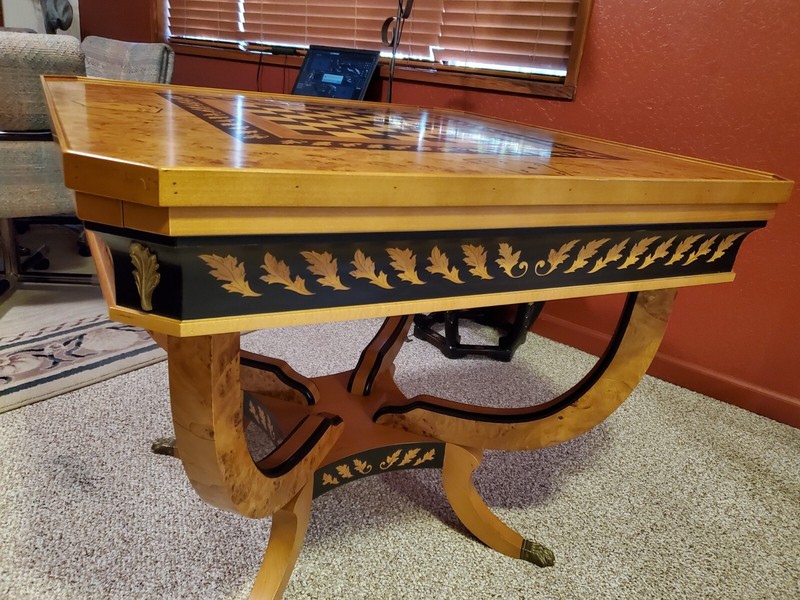 Expandable Wooden Inlay Game Table gallery