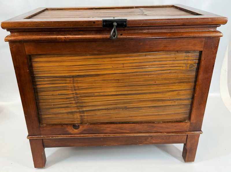 Vintage 21″ Maple Wood Bamboo Writing Desk Secretary Chest Keepsake Box Table