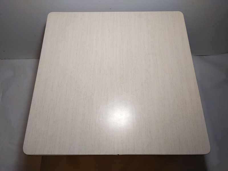Vintage Retro Mid Century Modern Bamboo Cream Formica Top Side Table Boho Chic gallery