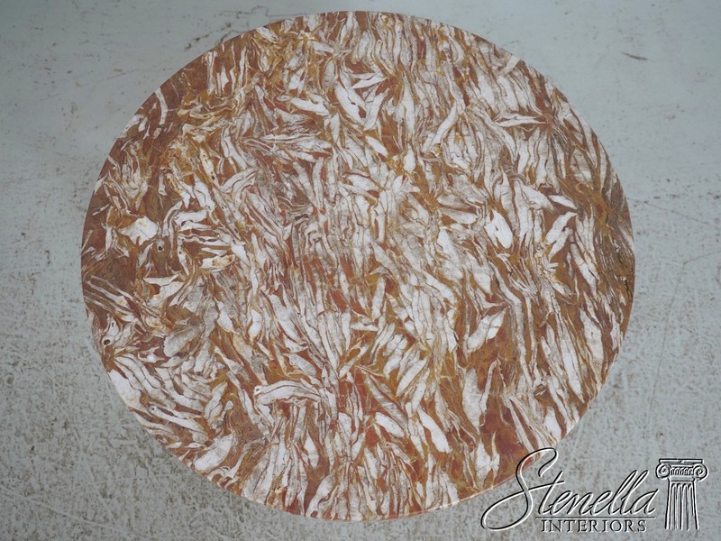 L72102: Vintage Louis XVI Marble Top Round Lamp Table w. Swans gallery