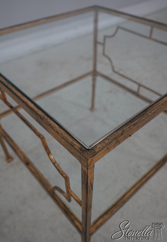 F59343EC: Pair Modern Design Gold Finish Glass Top End Tables gallery