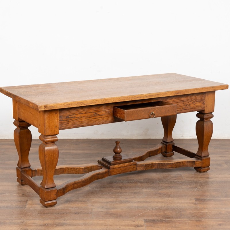 19th Century Oak Baroque Library Table gallery