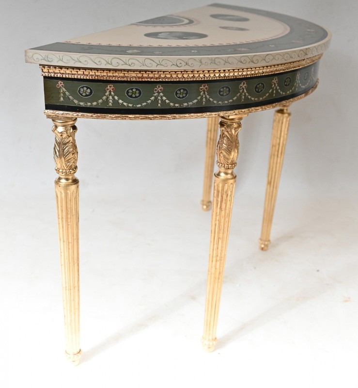 Adams Console Table - Demi Lune Painted Top Gilt gallery