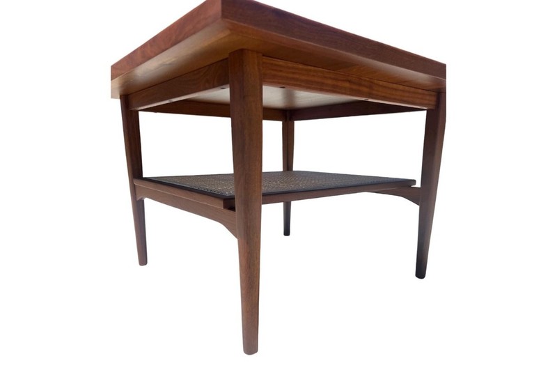 Kipp Stewart Drexel Mid-Century Modern Walnut & Cane Coffee Table gallery