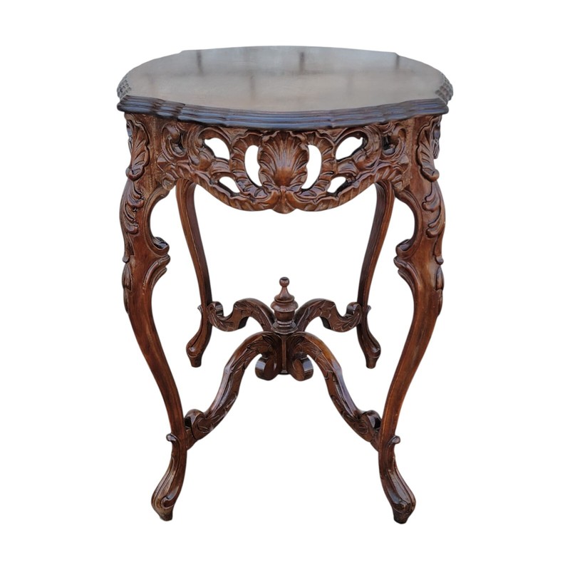 1930 Italian Walnut Center Table Bookmatch Top Hand Carved & Polished Mint gallery