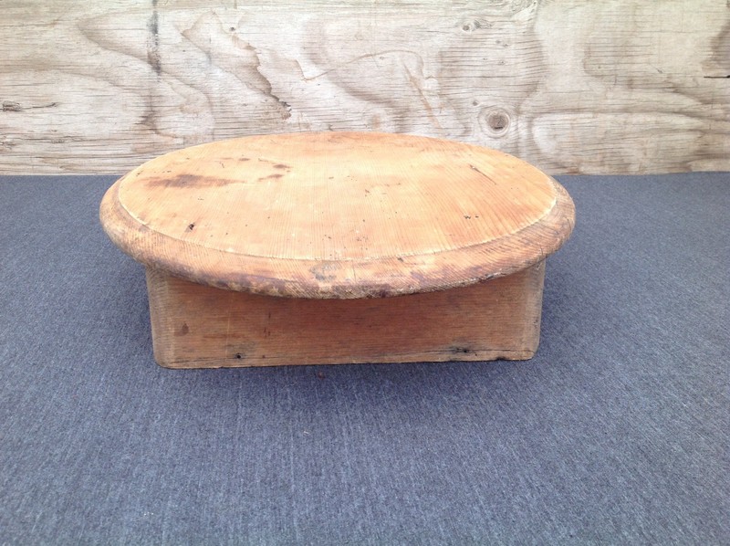 Vintage Small Wooden Oval Tabletop with Drawer gallery