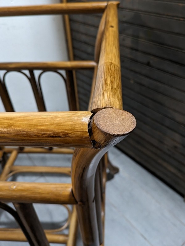 Vintage Boho Chic Coastal Bent Bentwood Bamboo Table Base Square Asian/Regency gallery