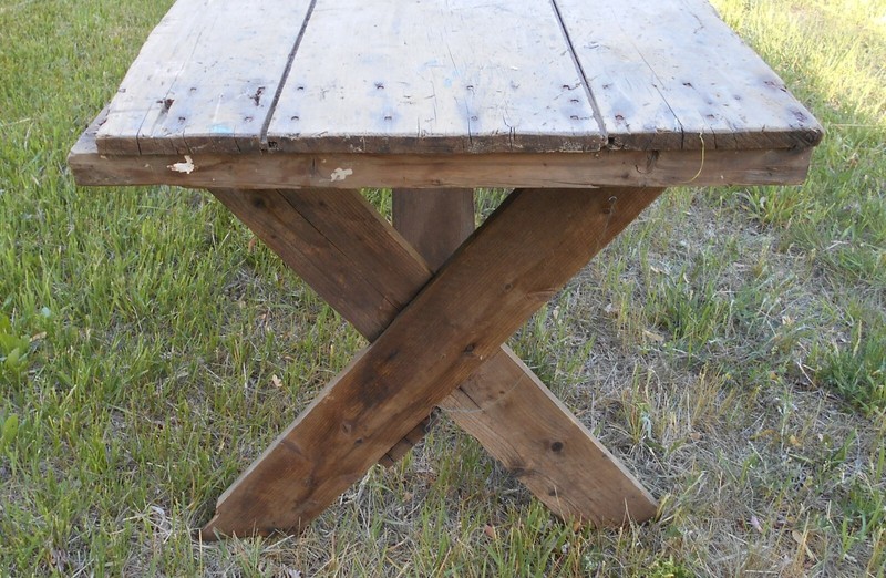 ANTIQUE 19th CENTURY PRIMITIVE FARMHOUSE 8 FOOT LONG SAWBUCK HARVEST TABLE gallery