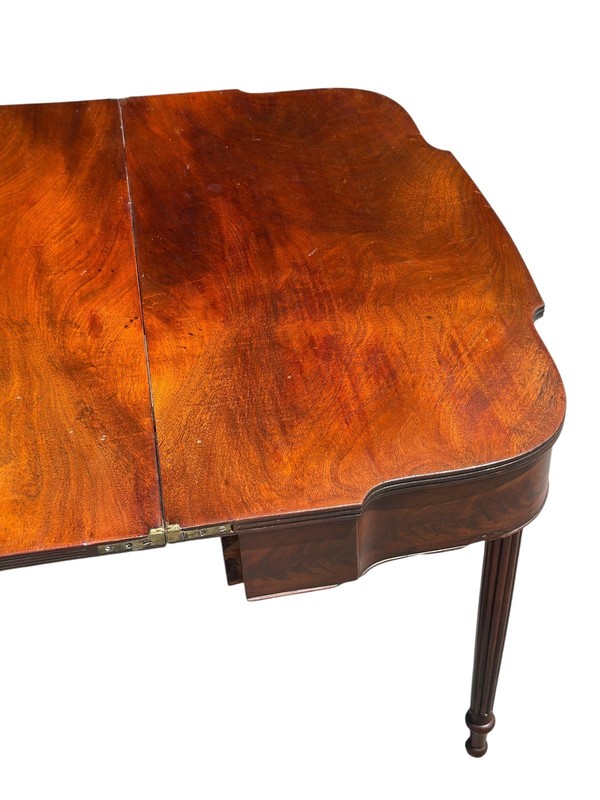 antique federal card game console table bow front flame mahogany PA gallery