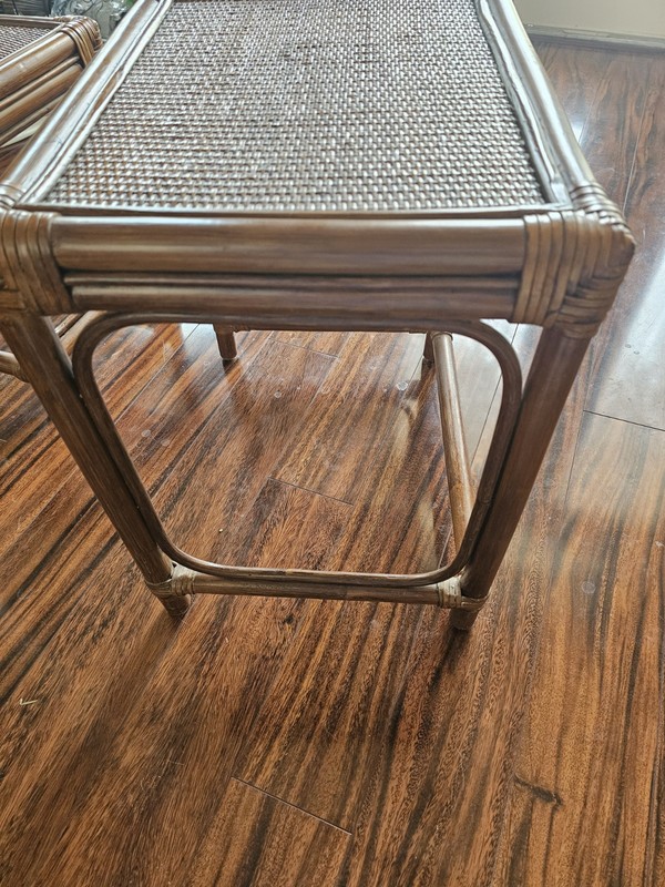 Vintage MidCentury Set PalmBeach Regency Wicker & Rattan Nesting Tables-Very... gallery