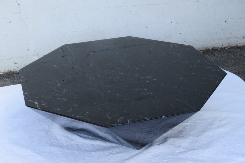 Mid Century Modern Style Octagonal Geometric Marbleized Coffee Table 3439 gallery