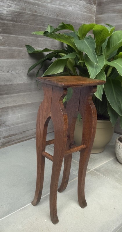Vintage Oak Plant Stand Pedestal Table 23”h x 9.5”l x 7”d