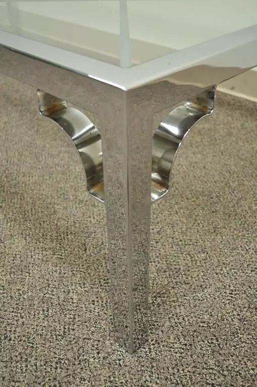 Mid Century Modern Chrome X-Frame Glass Top Hollywood Regency Coffee Table gallery