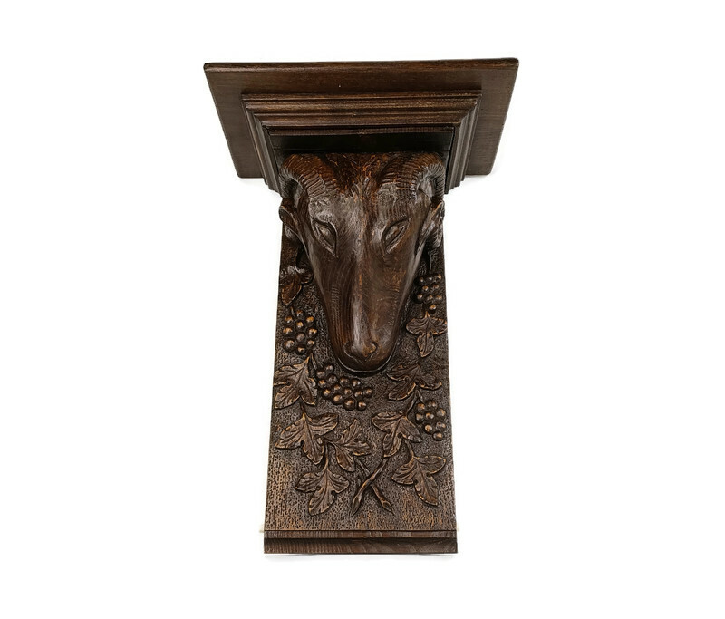 Hand Carved Wooden Wall Hall Console table Ornate Ram Large Antique