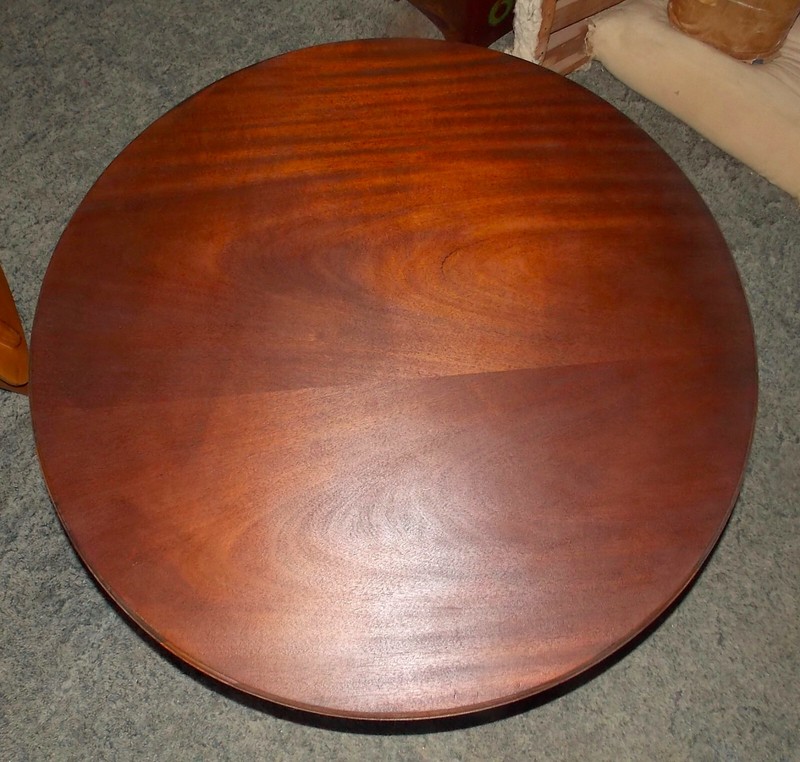 2 Panel Book Matched Mahogany Veneer Round Mid Century Coffee Table (CT-75) gallery
