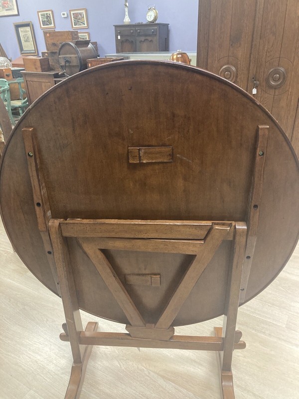 Antique tilt birdseye maple table. Quite large at 36 inch diameter.. gallery
