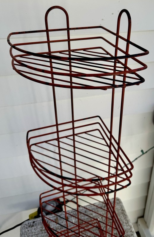 Vintage Wire Rack Metal Plant Stand Table Atomic ORANGE gallery