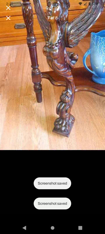 AntiqueRare*R.J. Horner style) known for styled"winged maiden griffins"Mahogany gallery