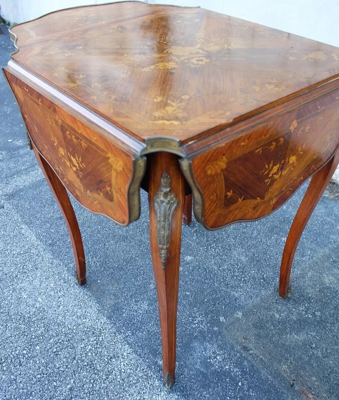 19th c French Inlaid & Marquetry Occasional Table with Bronze Gallery and Ormolu gallery