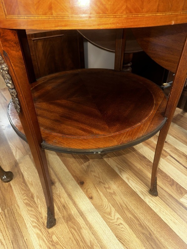 French Antique Louis XV Inset Beautiful Marble Top Inlaid Side Center Table gallery