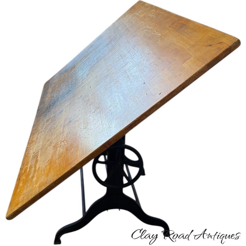 Antique cast iron drafting table architect dining industrial Dietzgen 1900 draw gallery