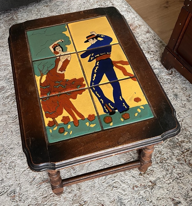 1920’s Taylor Tilery – Flamenco Dancers Tile Table, rare antique
