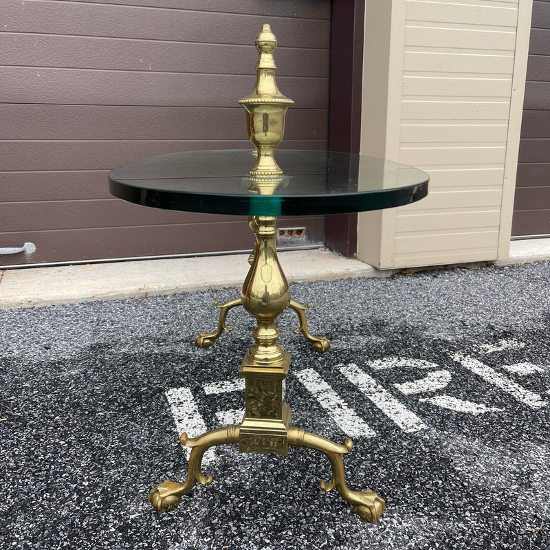 Custom Made Virginia Metalcrafters Chippendale Solid Brass & Glass Coffee Table gallery
