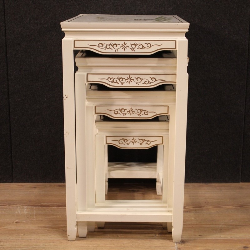 Four interlocking coffee tables French chinoiserie lacquered wood 20th century gallery