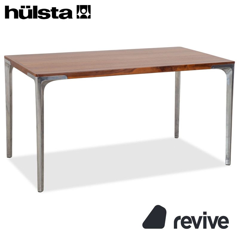 Hülsta T70 Wooden Dining Table Brown Chrome Legs 140 x 80 Cm