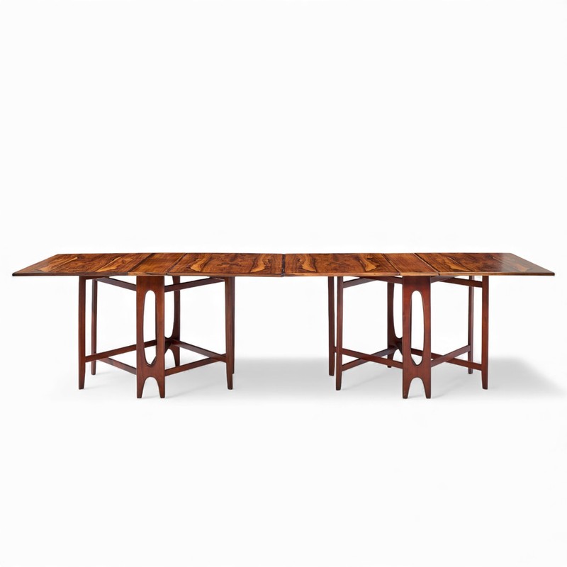 Bendt Winge Midcentury Norwegian Rosewood Drop-Leaf Rosewood Dining Table - Pair gallery