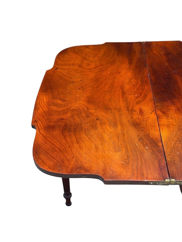 antique federal card game console table bow front flame mahogany PA gallery