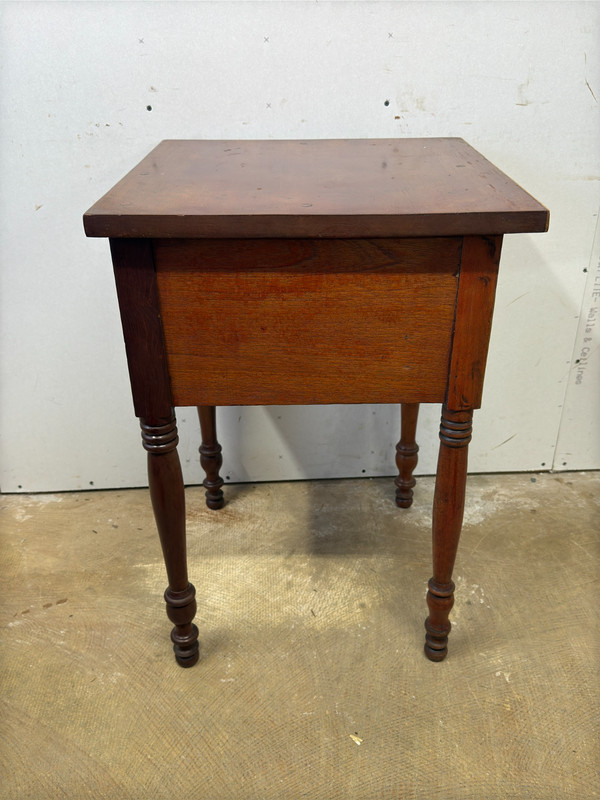 antique Birdseye maple & cherry red wash 2 drawer table stand Country Farm gallery