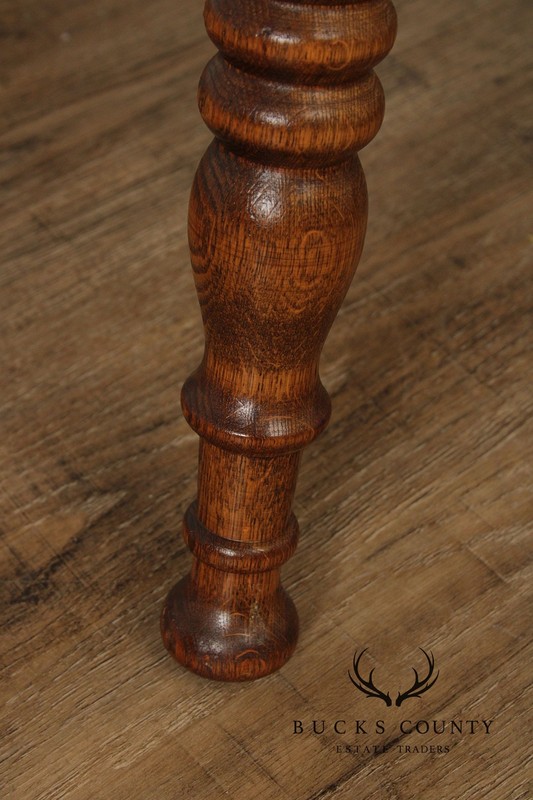 Antique Victorian Oak Square Two Tier Parlor Side Table gallery