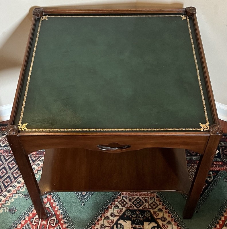 Kittinger Leather Top Mahogany Nightstand Bedside Coffee End Table Green MCM