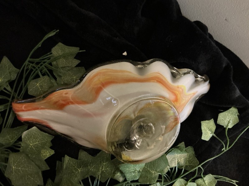 Orange And White Oval Collector Table Piece Very Heavy A Very Unique. gallery