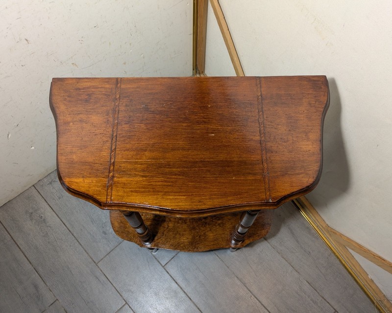 Vintage Demilune Half Moon Console Entry Table Turned Spindle Legs Federal K46 gallery