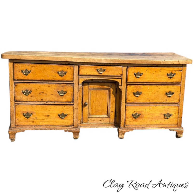 Antique Georgian Butcher block kitchen table work 7 drawers 1800s farm house 6FT gallery